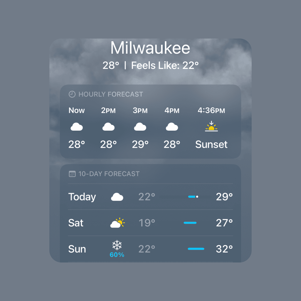 Apple Weather App — UI Design example of the Gestalt principle