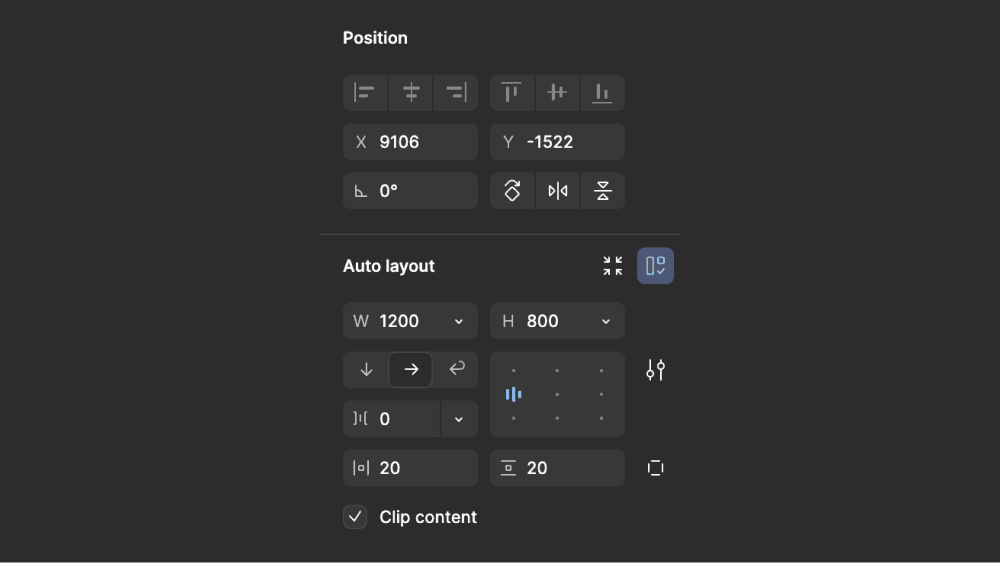 Figma Properties Panel — UI Design example of the Gestalt principle